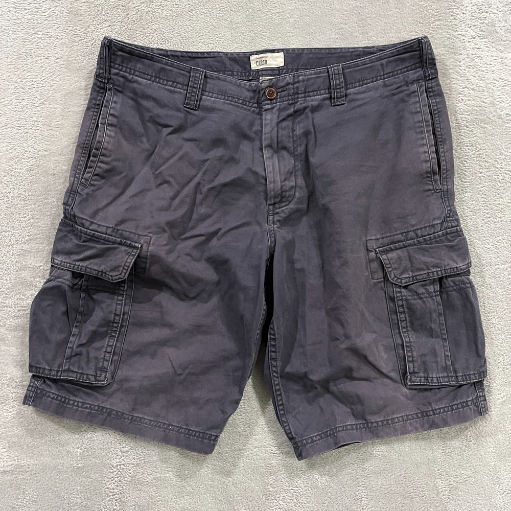 Gap Khakis Shorts Mens 36 Navy Blue Cotton Flat Front Cargo Pockets Workwear